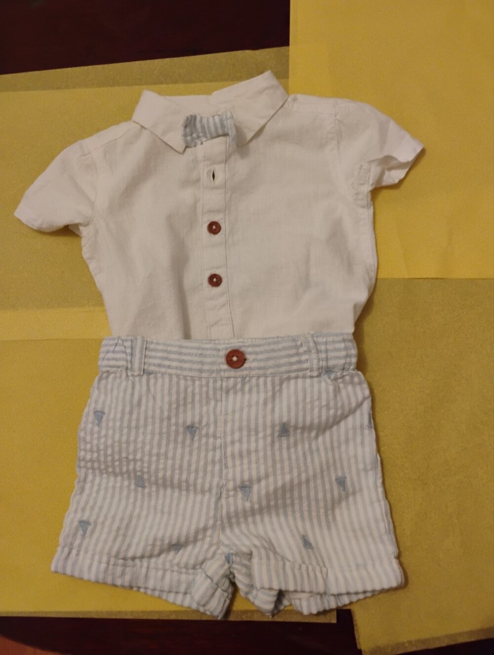 Tommy Bahama 6-9m Button Down Shirt  And Striped Shorts